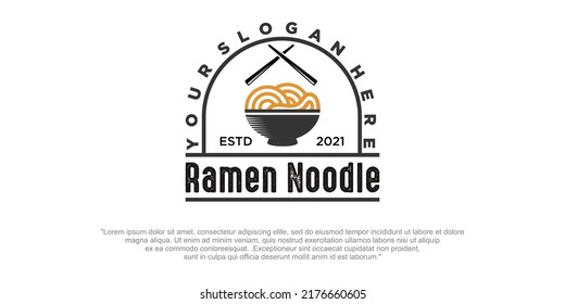 Vintage Hot Noodle Logo Design Noodle Stock Vector Royalty Free