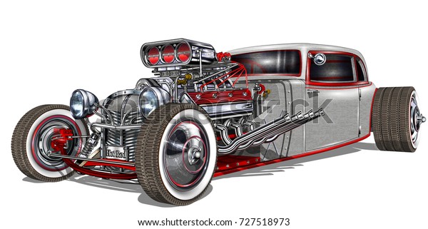 Vintage Hot Rod Stock Vector (Royalty Free) 727518973