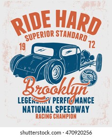 Vintage hot rod car illustration for t shirt design and other uses.