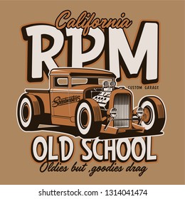 vintage hot rod car for t-shirt print