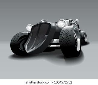 Vintage Hot Rod  custom black classic car. Vector Illustration