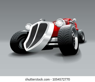 Vintage Hot Rod  custom red classic car. Vector Illustration