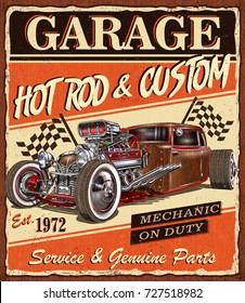 Vintage Hot Rod garage poster.