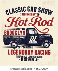 Vintage hot rod  pick up illustration , vectors.