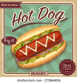 Vintage hotdog design -  best choice poster template vector illustration
