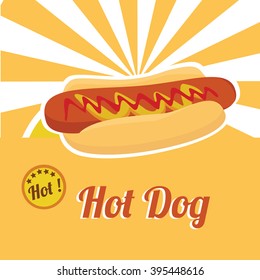 Vintage hotdog poster design, Flat Vector. Illustration. Isolated. Graphic Design