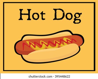 Vintage hotdog poster design, Flat Vector. Illustration. Isolated. Graphic Design