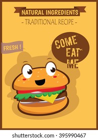 Vintage hotdog poster design, Flat Vector. Illustration. Isolated. Graphic Design