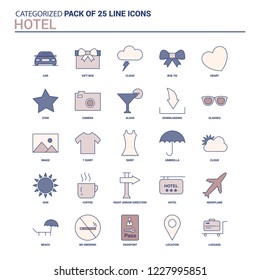 Vintage Hotel Icon set - 25 Flat Line icon set