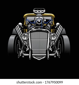 Vintage Hotrod Custom Car With Big Engine