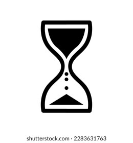 Vintage hourglass. Concept of time and deadline. Flat vector illustration icon isolated on white background. Black sign