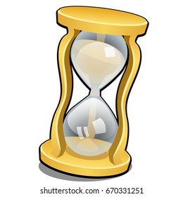 Vintage hourglass isolated on a white background. Cartoon vector close-up illustration.