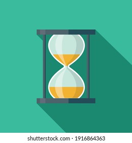 Vintage hourglass, sandglass timer or clock flat icon for apps and websites, Time design, vector illustration.