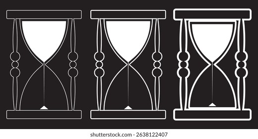 Vintage hourglass, sandglass timer or clock flat vector icon for apps and websites. Hourglass icon set. Sandglass vector icons. Vector illustration on Transparent Background. EPS 10.

