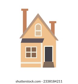 Vintage house illustration design, european home with chimneys