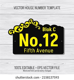 Vintage House numbers boards sign isolated, cutting stickers, lasser cutting.
Sign for hotels room, residence, villa, office, street, regency, and company