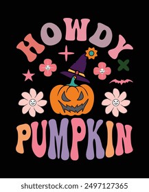 
VINTAGE HOWDY PUMPKIN VECTOR TSHIRT DESIGN