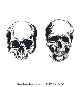 Vintage human skull concept vector