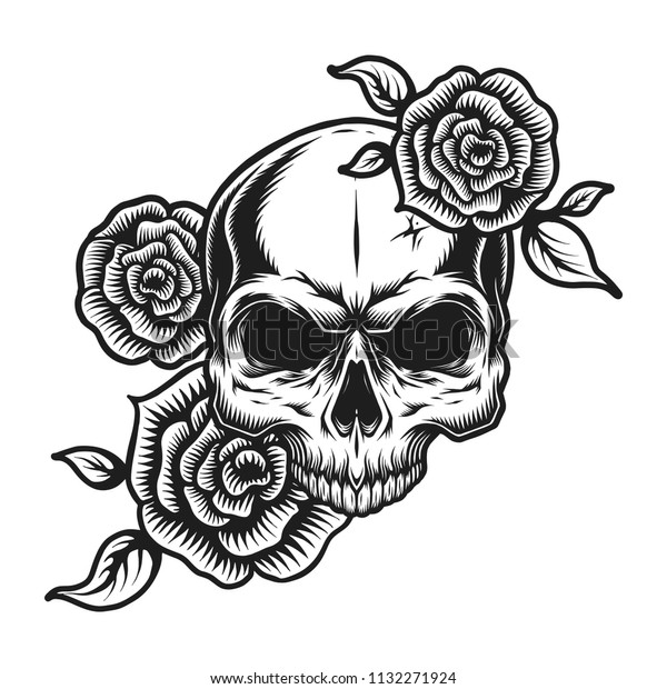 Image Vectorielle De Stock De Concept Vintage De Tatouage Au Crane 1132271924