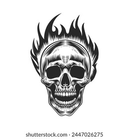 vintage human skull vector design white background