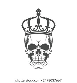 Vintage Human Skull vector Hand Drawn illustration on a white background