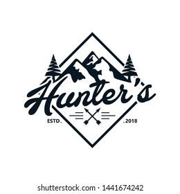 Vintage Hunter Logo Design Vector
