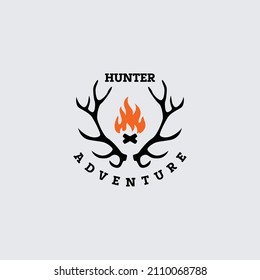 vintage hunter logo design vector adventure outdoor symbol icon template 