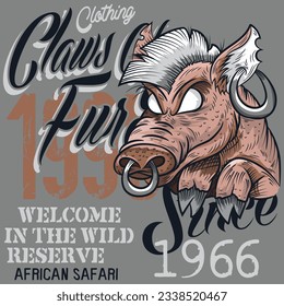 Vintage Hunting Club Emblem with Wild Hog. Vector Illustration for your club, poster, print, apparel, business or art works.
