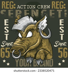 Vintage Hunting Club Emblem with Wild Hog. Vector Illustration for your club, poster, print, apparel, business or art works.
