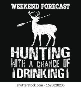 Vintage hunting and drinking label for t-shirt print.