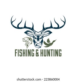 Vintage Hunting Fishing Vector Design Template Stock Vector (Royalty ...