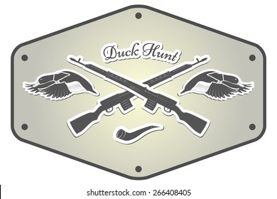 Vintage hunting labels and design elements. Vector  illustration. Eps 10.