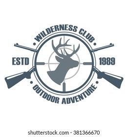 Vintage hunting labels and design elements. Deer hunting
