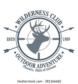 Vintage hunting labels and design elements. Deer hunting