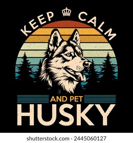 Vintage Husky Dog Stock Vector Illustration