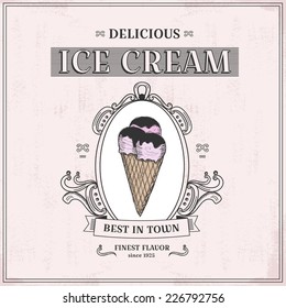 vintage ice cream background - label
