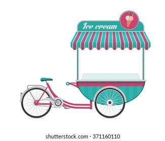 Vintage ice cream bicycle cart bus vector illustration. svg