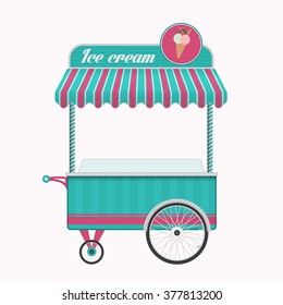 Vintage ice cream cart bus vector illustration.