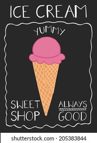 Vintage ice cream collection, vector on chalkboard