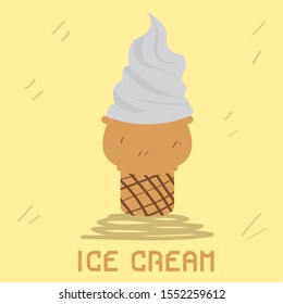 Vintage ice cream cone over a colored background - Vector illustration