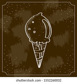 Vintage ice cream cone over a colored background - Vector illustration