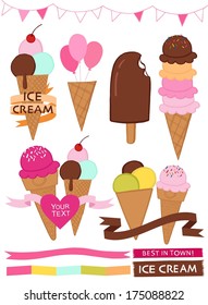 Vintage ice cream elements