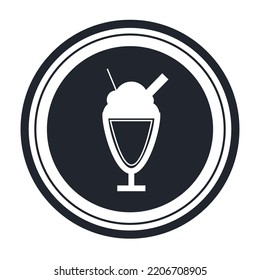 Vintage Ice Cream in Glass monochrome concept logotype