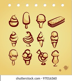 Vintage ice cream icons