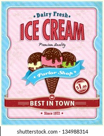 Vintage Ice Cream Poster Design Stock Vector (Royalty Free) 134988314 ...