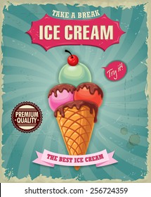 Vintage ice cream poster design