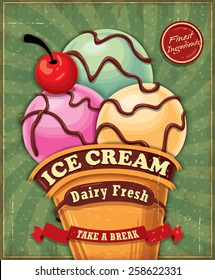 Vintage ice cream poster design 
