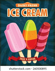 Vintage ice cream poster design 