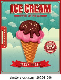 Vintage ice cream poster design 