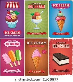 Vintage Ice Cream Poster Design Set